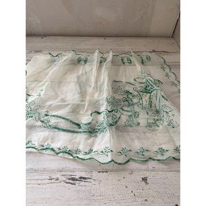 Very sheer cream and green holiday apron